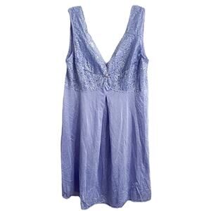 Amoreuse Womens Babydoll Dress M Periwinkle Blue Purple Coquette Lace Rosette